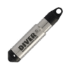 A silver cylindrical device labelled TD Diver with black end caps and a loop on one end, used for underwater data logging. The website www.vanessen.com is printed below the product name.