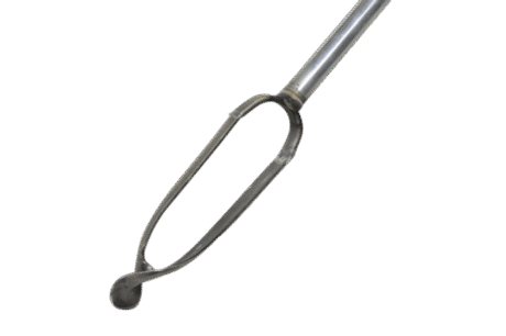 A close-up of a Combination Edelman Auger, its circular guard and slender blade showcased against a plain white background—the sleek design mirroring the precision typical of Dutch augers.