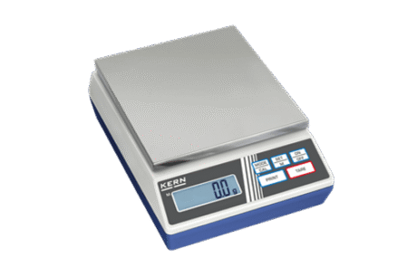 The Electronic Balance 2000g / 4000g features a stainless steel platform, blue and white body, LCD display showing 0.0g, and control buttons including MODE, TARE, and PRINT.