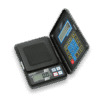 The Electronic Pocket Balance is a compact digital scale with a flip-open cover, keypad, and screen. It features a digital display and multiple buttons for easy operation, shown on a light background.