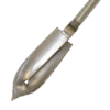 The Edelman Auger for Sand is a metal garden bulb planter with a pointed tip and cylindrical handle, inspired by Dutch augers, designed for digging precise holes in soil.