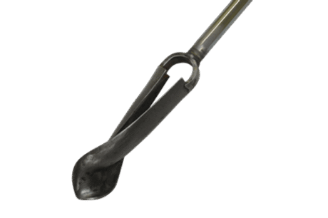 A close-up of the Edelman Auger for Coarse Sand, featuring a cylindrical metal blade and long handle. Its open spiral blade is designed for efficient digging and collecting soil samples in coarse sand.