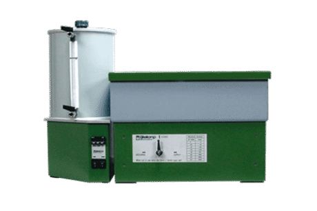 The Sand / Kaolin Box for PF Determination (PF 2.0-2.7) is a green and grey laboratory device with a control panel, dials, and a side cylindrical container, designed for scientific use and shown against a plain white background.