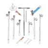 The Tensiometer Set – to a Depth of 90cm, displayed on a white background, includes clear gauges with tubing, a blue utility knife, cleaning brush, small spanners, valves, and a bottle with attached tube.