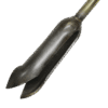 Close-up of the Stony Soil Auger, a vintage metal tool with a curved, pointed, hollow tip and cylindrical handle, displayed against a plain white background.