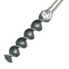A close-up view of the Spiral Auger, featuring a spiral design and pointed tip, used for drilling holes in wood.