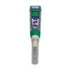 The Pocket pH Tester features a green and white body, a small numerical display screen, and several blue control buttons below the screen.
