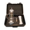 The Van Dorn Water Sampler Set includes a black carrying case with foam padding containing a large glass syringe, a cylindrical metal tool, and a bone-like model.