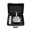 An Ekman Grab Set in a black hard case with a handle, open to reveal a metal grab and coiled white rope, both neatly arranged in separate compartments.